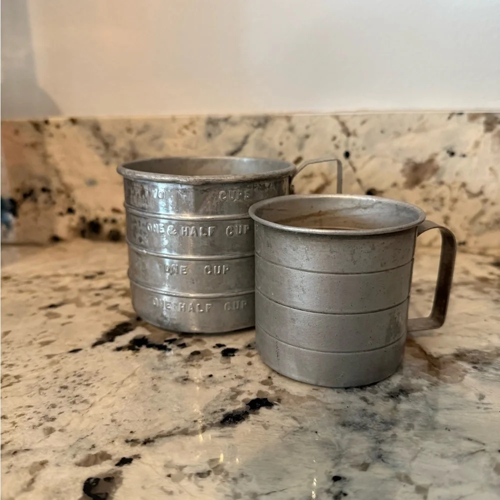 Vintage Stainless Steel Measuring Cups Set